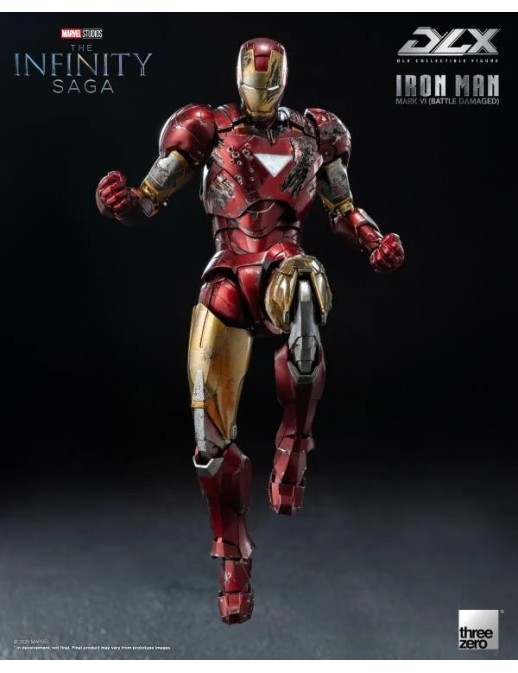 Threezero Avengers Infinity Saga DLX Collectible Figure Iron Man Mark VI Battle Damaged 1/12 Scale