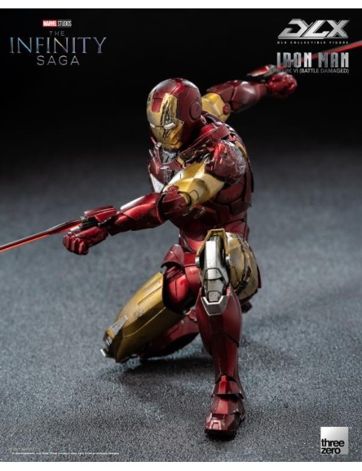 Threezero Avengers Infinity Saga DLX Collectible Figure Iron Man Mark VI Battle Damaged 1/12 Scale