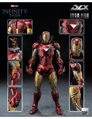 Threezero Avengers Infinity Saga DLX Collectible Figure Iron Man Mark VI Battle Damaged 1/12 Scale