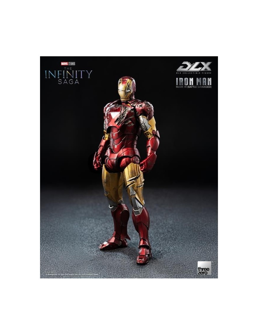 Threezero Avengers Infinity Saga DLX Collectible Figure Iron Man Mark VI Battle Damaged 1/12 Scale Threezero Avengers Infinity Saga DLX Collectible Figure Iron Man Mark VI Battle Damaged 1/12 Scale
