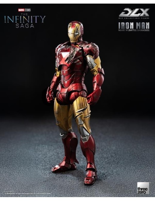 Threezero Avengers Infinity Saga DLX Collectible Figure Iron Man Mark VI Battle Damaged 1/12 Scale