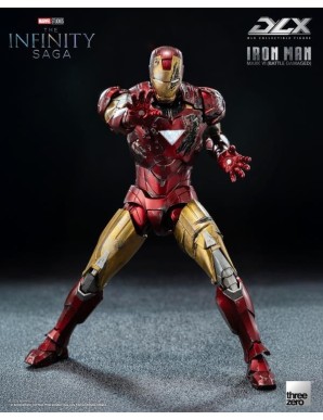 Threezero Avengers Infinity Saga DLX Collectible Figure Iron Man Mark VI Battle Damaged 1/12 Scale