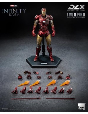 Threezero Avengers Infinity Saga DLX Collectible Figure Iron Man Mark VI Battle Damaged 1/12 Scale