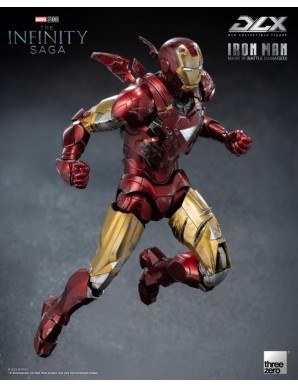 Threezero Avengers Infinity Saga DLX Collectible Figure Iron Man Mark VI Battle Damaged 1/12 Scale