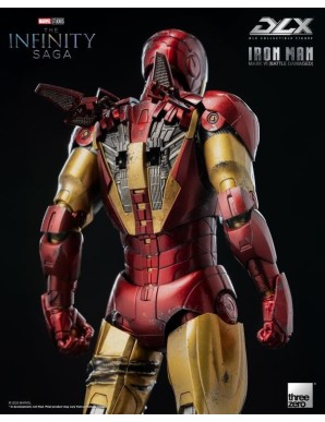 Threezero Avengers Infinity Saga DLX Collectible Figure Iron Man Mark VI Battle Damaged 1/12 Scale