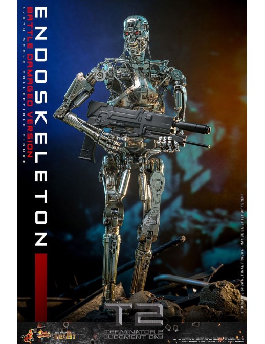 Hot Toys Movie Masterpiece Terminator 2 Judgement Endoskeleton Battle Damaged Version 1/6 Scale Collectible Figure