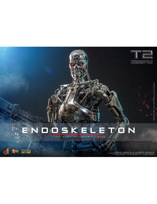 Hot Toys Movie Masterpiece Terminator 2 Judgement Endoskeleton Battle Damaged Version 1/6 Scale Collectible Figure