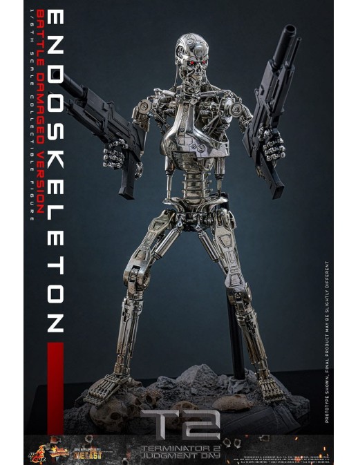 Hot Toys Movie Masterpiece Terminator 2 Judgement Endoskeleton Battle Damaged Version 1/6 Scale Collectible Figure