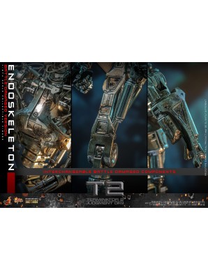 Hot Toys Movie Masterpiece Terminator 2 Judgement Endoskeleton Battle Damaged Version 1/6 Scale Collectible Figure