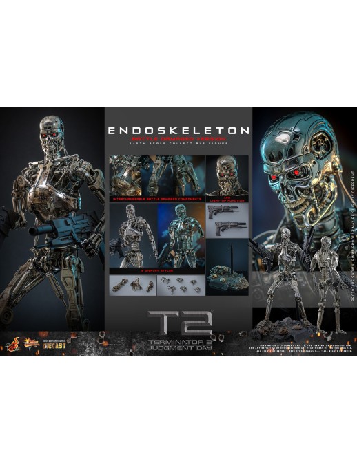 Hot Toys Movie Masterpiece Terminator 2 Judgement Endoskeleton Battle Damaged Version 1/6 Scale Collectible Figure