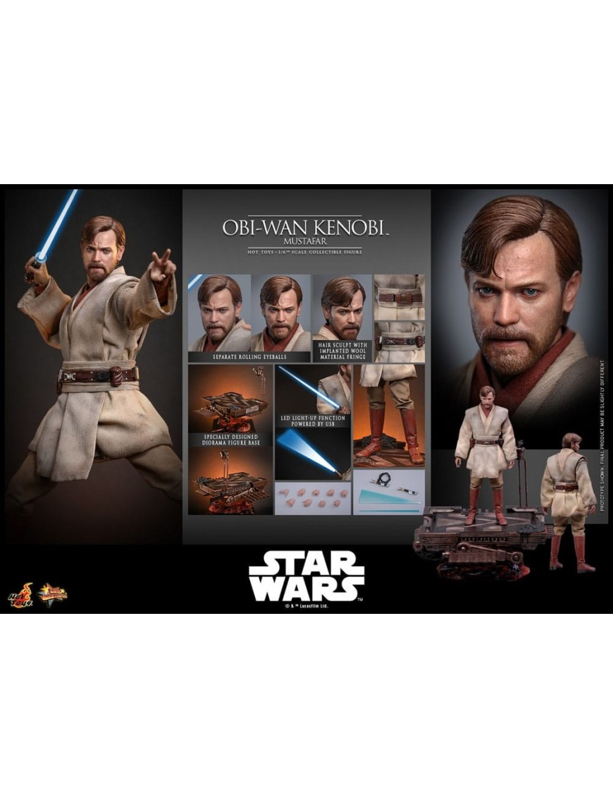 Hot Toys Movie Masterpiece Star Wars Revenge of the Sith Obi-Wan Kenobi Mustafar 1/6 Scale Collectible Figure