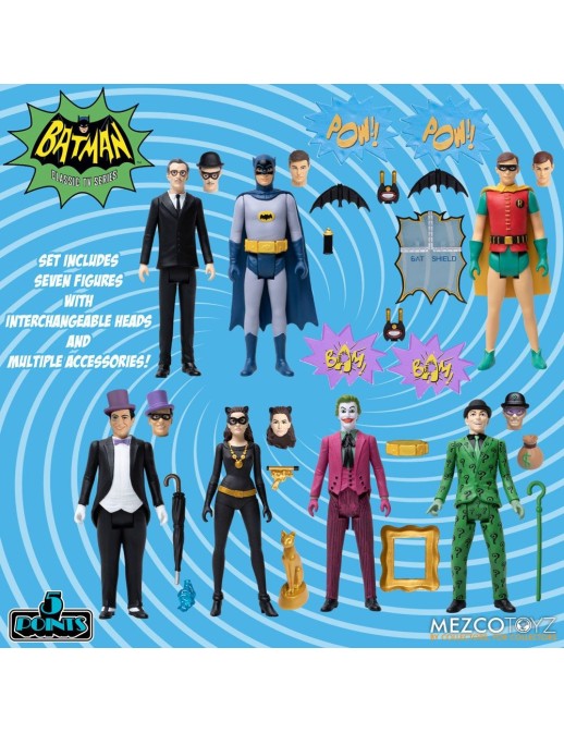 Mezco Batman 1966 5 Points Action Figures Deluxe Box Set