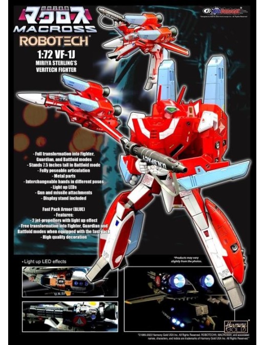 KitzConcept's Robotech Macross VF-1J Valkyrie Miriya Sterling with Fast Pack Armor 1/72 Scale Figure