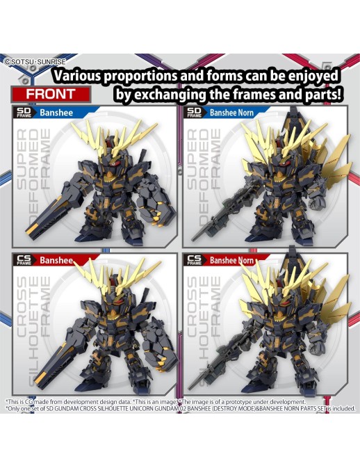 Bandai SD Gundam Cross Silhouette Unicorn Gundam 2 Banshee Destroy Mode & Banshee Norn Parts Set