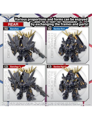Bandai SD Gundam Cross Silhouette Unicorn Gundam 2 Banshee Destroy Mode & Banshee Norn Parts Set