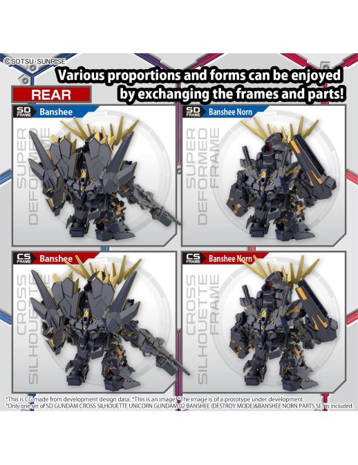 Bandai SD Gundam Cross Silhouette Unicorn Gundam 2 Banshee Destroy Mode & Banshee Norn Parts Set