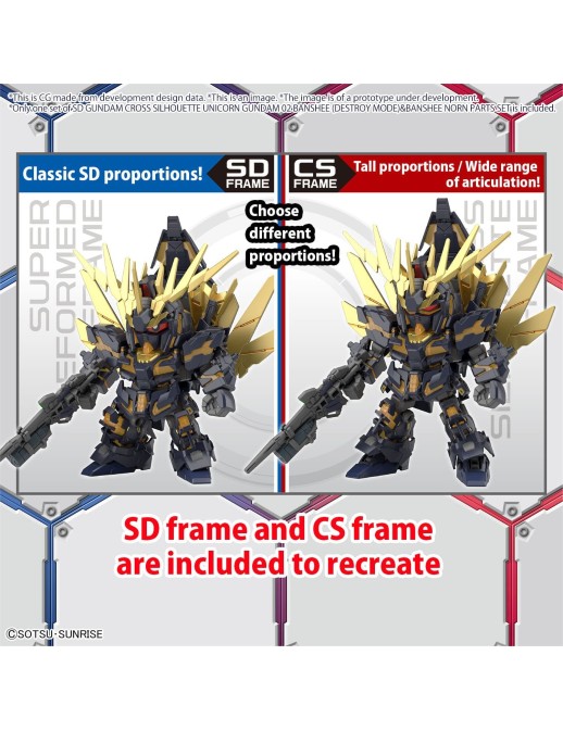 Bandai SD Gundam Cross Silhouette Unicorn Gundam 2 Banshee Destroy Mode & Banshee Norn Parts Set